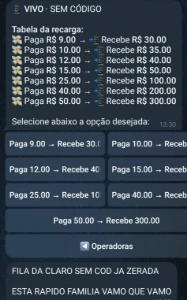 Recarga Tim vivo e Claro - Listas de Fornecedores