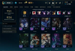 Esmeralda 4 com TODOS os champs e 123 Skins ( MAIN MID ) - League of Legends LOL