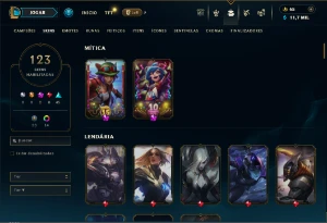 Esmeralda 4 com TODOS os champs e 123 Skins ( MAIN MID ) - League of Legends LOL