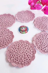 Kit de 6 Porta Copos em Crochê - Artesanato e Personalizados