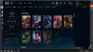 Conta League 102 skins inclui: kayle juíza e sentinela riot. - League of Legends LOL