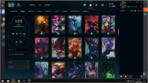 Conta League 102 skins inclui: kayle juíza e sentinela riot. - League of Legends LOL