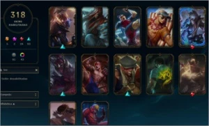 conta lol platina 1 por decay, 318skin 5 ultimate 2mitica - League of Legends