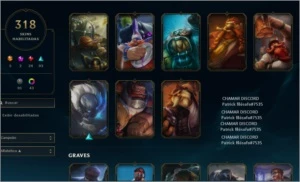 conta lol platina 1 por decay, 318skin 5 ultimate 2mitica - League of Legends