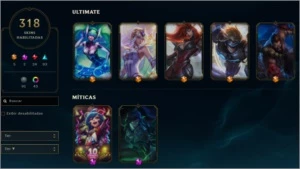 conta lol platina 1 por decay, 318skin 5 ultimate 2mitica - League of Legends