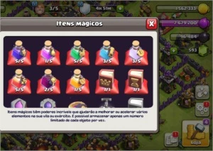 Conta clash of clans cv 11 quase full e com skins nos herois