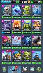 CONTA CLASH ROYALE LVL 9 ARENA 10 (6 LENDÁRIAS)