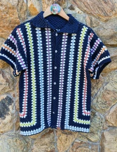 Camisa Masculina em Crochê Glow