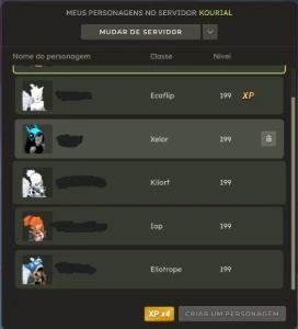 Kourial - Conta com 6 personagens no nivel 199 - Dofus