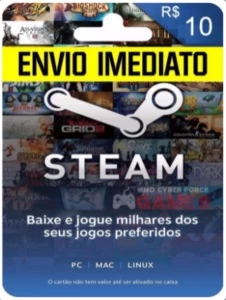 Cartão Pré-Pago Steam R$10.00