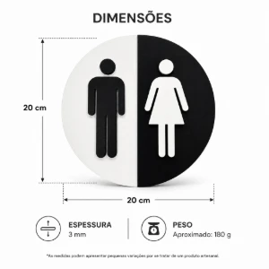 Placa de Banheiro Masculino e Feminino em MDF 20 cm - Artesanato e Personalizados
