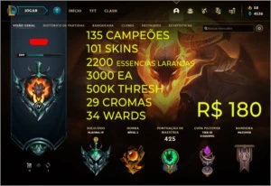 Conta LoL | Plat 4 |101 Skins | 135 Campeões - League of Legends