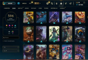 Prata 4 com TODOS os champs e 306 Skins ( ADC / JG ) - League of Legends LOL