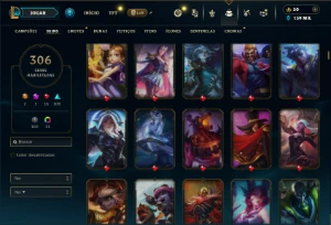 Prata 4 com TODOS os champs e 306 Skins ( ADC / JG ) - League of Legends LOL