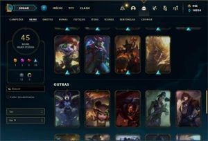 Conta prata 2 com 77 Champs e 45 Skins + 60 Espolios - League of Legends LOL