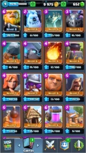 10 cartas lendárias e quase todas cartas nível torneio - Clash Royale