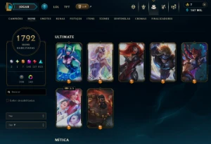 Solzinho 1810 Skins todas as raras e pax conta top - League of Legends LOL