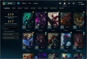 Conta ouro 1 com TODOS os champs e 155 skins - League of Legends LOL