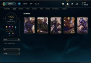 Conta ouro 1 com TODOS os champs e 155 skins - League of Legends LOL