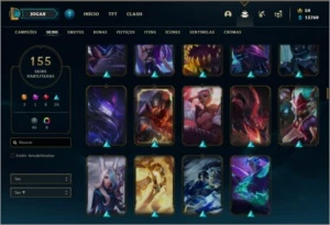 Conta ouro 1 com TODOS os champs e 155 skins - League of Legends LOL