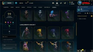 CONTA PLATINA 1 COM 123 SKINS - League of Legends LOL