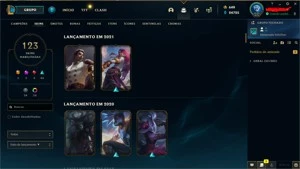 CONTA PLATINA 1 COM 123 SKINS - League of Legends LOL