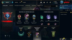 CONTA PLATINA 1 COM 123 SKINS - League of Legends LOL