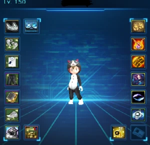 Ladmo Omega - MID GAME - Pijama de gatinho e Set Hazard - Digimon Masters Online