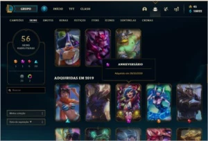 Conta GOLD 4 56 SKINS 111 BONECOS - League of Legends LOL