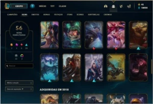 Conta GOLD 4 56 SKINS 111 BONECOS - League of Legends LOL