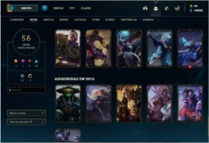Conta GOLD 4 56 SKINS 111 BONECOS - League of Legends LOL