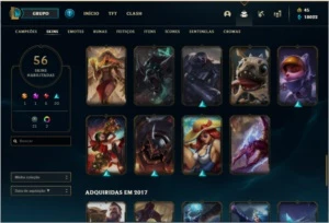 Conta GOLD 4 56 SKINS 111 BONECOS - League of Legends LOL