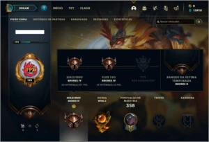 Conta bronze 4 com 46 skins e 86 champs - League of Legends LOL
