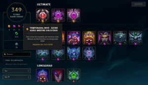 Conta Mestre 212 Pdl (230Skins+100Espolio/200 Emotes/350Icon - League of Legends LOL