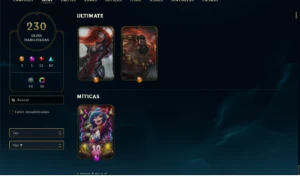 Conta Mestre 212 Pdl (230Skins+100Espolio/200 Emotes/350Icon - League of Legends LOL