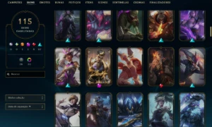 Conta unranked, 167 champs, 115 skins/antigo elo emerald III - League of Legends LOL