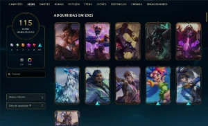Conta unranked, 167 champs, 115 skins/antigo elo emerald III - League of Legends LOL