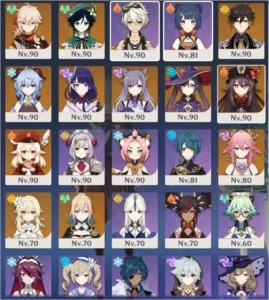Conta genshin impact ar 57 11 personagens t5*