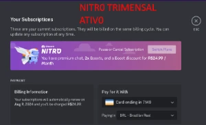 Conta discord 2017 Com Nitro Trimensal - Social Media