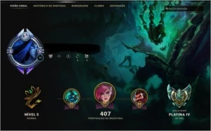 Conta Lol Platina 4 - Borda de Diamante - 45 Skins - League of Legends