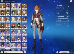 Ar 59 17 char 5 star e 7 armas 5 star todos os arcontes - Genshin Impact