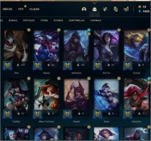 Conta lol com 106 skins (98 habilitadas 6 no espólio) - League of Legends