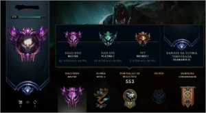 CONTA MESTRE 96 PDL MMR BOM E MUITAS SKINS BOAS - League of Legends LOL