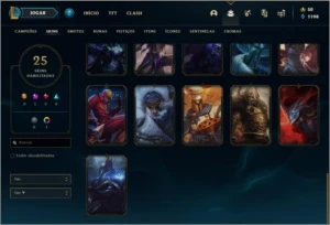 Conta platina 1 com 51 PDL, 25 skins e 56 champs - League of Legends LOL
