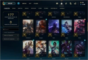 Conta platina 1 com 51 PDL, 25 skins e 56 champs - League of Legends LOL