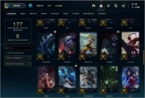 Conta platina 1 com 51 PDL, 25 skins e 56 champs - League of Legends LOL