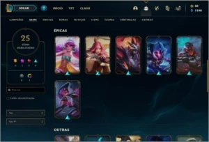 Conta platina 1 com 51 PDL, 25 skins e 56 champs - League of Legends LOL