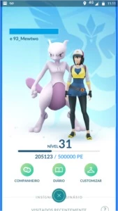 Conta Pokémon Go Lv 31 Time Azul - Mewtwo + Lendários 2gen