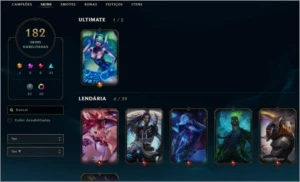 Conta LOL PLATINA/OURO 140 Campeões, 182 Skins - League of Legends