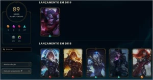 conta lol plat 4 139 campeoes 89 skins 1 ultimate 25 cromas